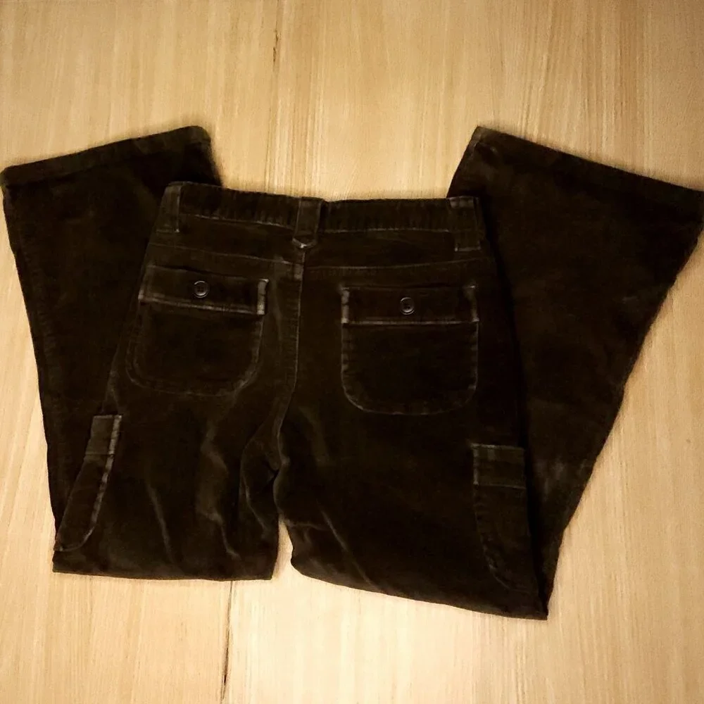 Gap Kids Girls Green Velvet Flare Pants 6